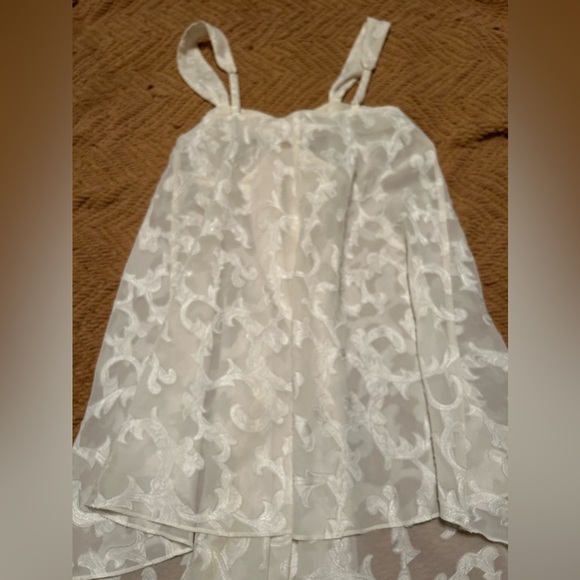 Victoria’s Secret Vintage 80s Gold Label Baby Doll Chemise Slip Mini Dress Cream - Picture 5 of 5